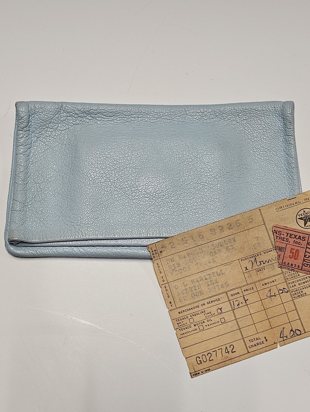 1950's Vintage Grab Bag by Enger-Kress Robins Blue Leather Clutch wallet